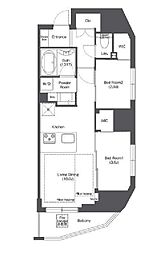 都営大江戸線 新御徒町駅 徒歩4分の賃貸マンション 9階2LDKの間取り