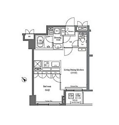 都営新宿線 馬喰横山駅 徒歩2分の賃貸マンション 6階1LDKの間取り