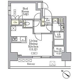 オルサス三ノ輪 1LDKの間取図画像