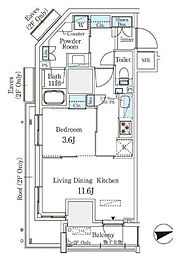 浅草田原町レジデンス 1LDKの間取図画像
