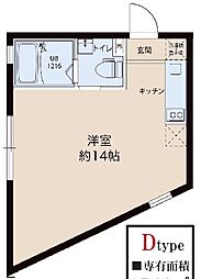 REPURE南千住レジデンス2 ワンルームの間取図画像