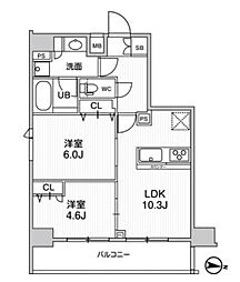 ジェノヴィア三ノ輪2スカイガーデン 2LDKの間取図画像