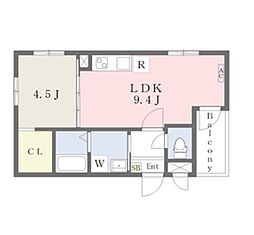 名古屋市営名城線 堀田駅 徒歩5分の賃貸アパート 2階1LDKの間取り