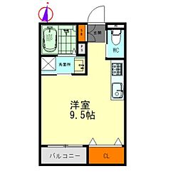 名古屋市営鶴舞線 塩釜口駅 徒歩12分の賃貸アパート 2階ワンルームの間取り