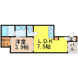 名古屋市営鶴舞線 御器所駅 徒歩7分の賃貸アパート 2階1LDKの間取り
