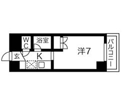 セントラルハイツ安田通 1Kの間取図画像