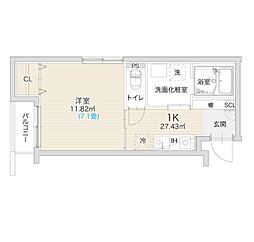 ヴィラアバーナ桜台 1Kの間取図画像