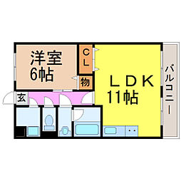 第3籠原ビル 1LDKの間取図画像