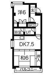 サンエステート浅井 2DKの間取図画像