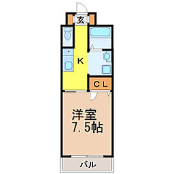 マルキース川名 1Kの間取図画像