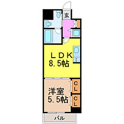 プラウランド堀田 1LDKの間取図画像