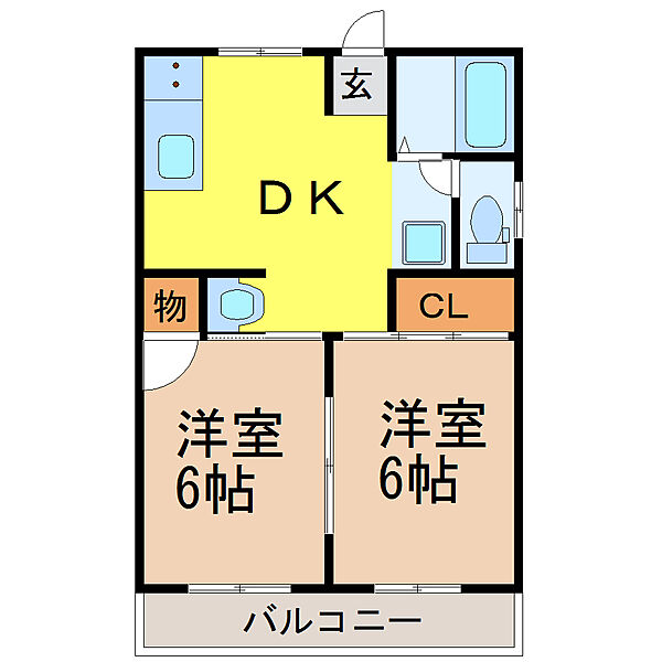 愛知県名古屋市瑞穂区日向町１丁目(賃貸マンション2DK・2階・41.50㎡)の写真 その2