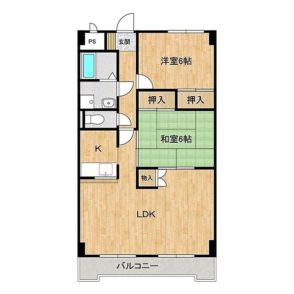 パークヒルズマルキ2 103｜茨城県水戸市見川3丁目(賃貸マンション2LDK・1階・66.56㎡)の写真 その2