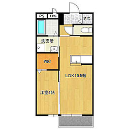 グランコート 2階1LDKの間取り