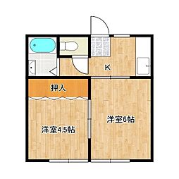 SRLコンフォート元吉田A 1階2Kの間取り