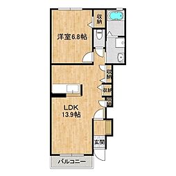 グランメール笠原 1LDKの間取図画像