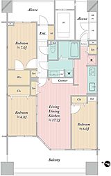 レクセルガーデン鎌ヶ谷ビューステージ 3LDKの間取図画像