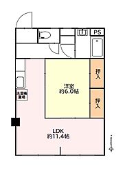 平塚紅谷座ビル 1LDKの間取図画像