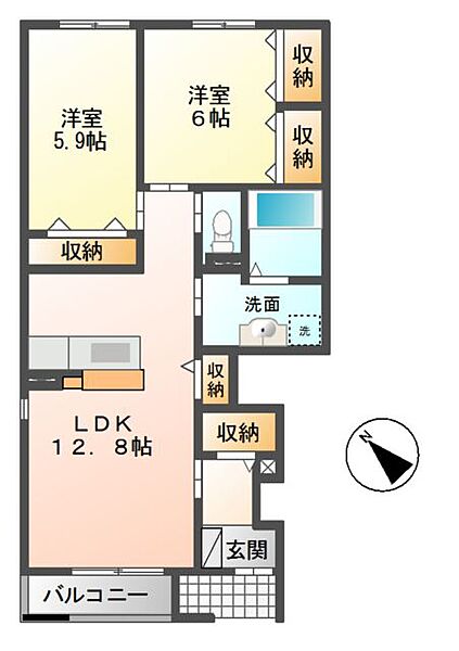 エトワールC ｜茨城県つくば市みどりの東(賃貸アパート2LDK・1階・58.78㎡)の写真 その2