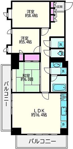 間取り ヒルズ砂土原 3階/-