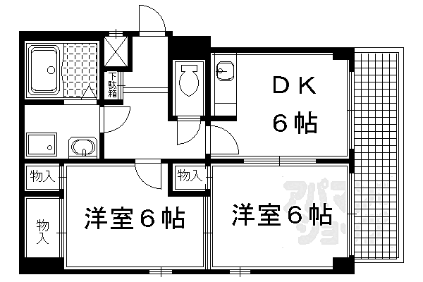 京都府京都市左京区岡崎西天王町(賃貸マンション2DK・3階・50.00㎡)の写真 その2