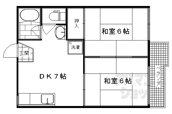 京都府京都市右京区嵯峨野東田町(賃貸アパート2DK・1階・35.30㎡)の写真 その2