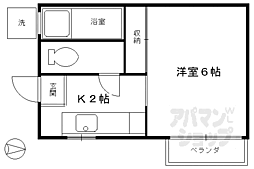 グリーンタウン 1Kの間取図画像