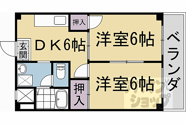 京都府京都市南区西九条針小路町(賃貸マンション2DK・5階・34.48㎡)の写真 その2