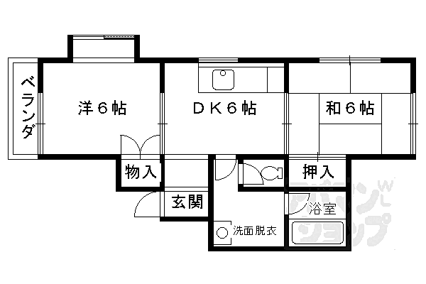 京都府京都市右京区嵯峨天龍寺瀬戸川町(賃貸マンション2DK・2階・44.00㎡)の写真 その2