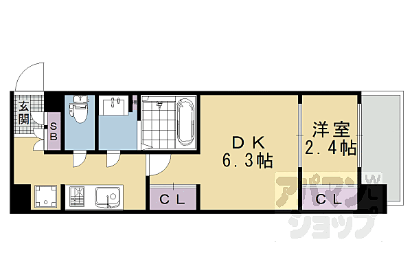 京都府京都市南区唐橋平垣町(賃貸マンション1K・4階・30.60㎡)の写真 その2