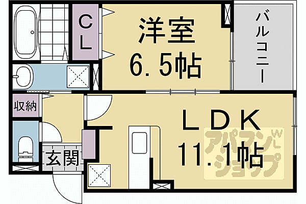 京都府京都市南区吉祥院石原京道町(賃貸アパート1LDK・2階・41.43㎡)の写真 その2