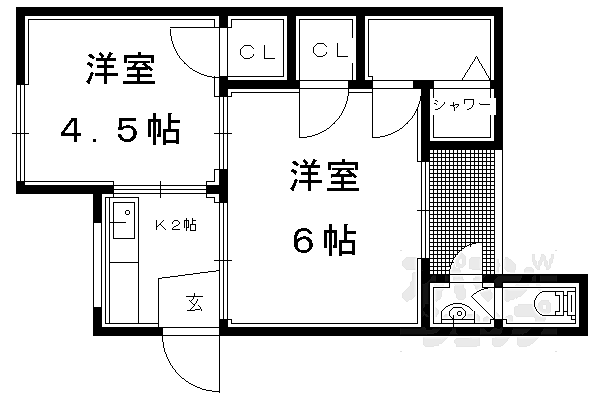 京都府京都市左京区一乗寺葉山町(賃貸アパート2K・1階・28.00㎡)の写真 その2