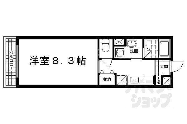 ハンズレジデンス二条 208｜京都府京都市中京区西ノ京北聖町(賃貸マンション1K・2階・27.45㎡)の写真 その2