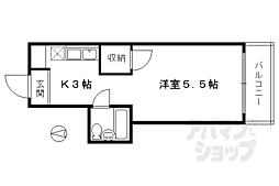 京阪本線 清水五条駅 徒歩10分の賃貸マンション 3階1Kの間取り