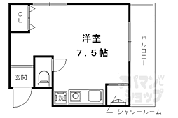 京都地下鉄東西線 太秦天神川駅 徒歩2分の賃貸マンション 2階ワンルームの間取り