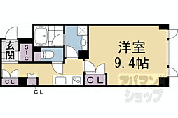 京都地下鉄東西線 太秦天神川駅 徒歩9分の賃貸マンション 4階1Kの間取り