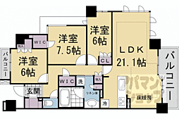 JR山陰本線 嵯峨嵐山駅 徒歩3分の賃貸マンション 4階3LDKの間取り