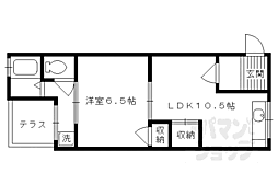 京阪本線 東福寺駅 徒歩5分の賃貸マンション 1階1LDKの間取り