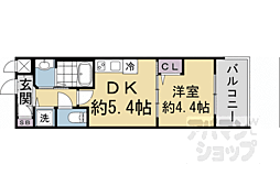 JR山陰本線 円町駅 徒歩11分の賃貸マンション 1階1DKの間取り