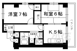 阪急京都本線 西院駅 徒歩10分の賃貸マンション 8階2Kの間取り