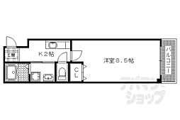 ＭＥＳＡ　ＶＥＲＤＥ　西陣 3階1Kの間取り