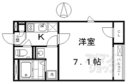 京阪本線 東福寺駅 徒歩17分の賃貸アパート 2階1Kの間取り