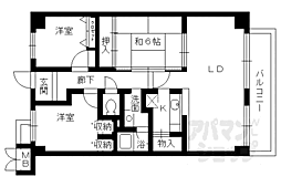 阪急京都本線 西京極駅 徒歩4分の賃貸マンション 2階3LDKの間取り