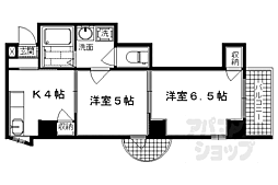 JR山陰本線 太秦駅 徒歩8分の賃貸マンション 6階2Kの間取り