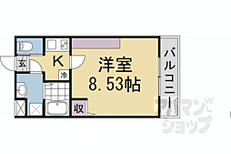 阪急京都本線 西京極駅 徒歩13分の賃貸マンション 3階1Kの間取り