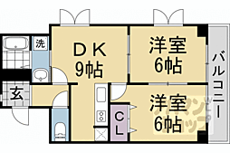 JR山陰本線 花園駅 徒歩4分の賃貸マンション 2階2DKの間取り