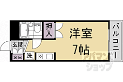 JR山陰本線 嵯峨嵐山駅 徒歩9分の賃貸マンション 3階1Kの間取り
