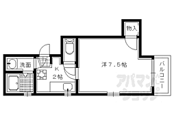 グレース北野 2階1Kの間取り