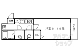 JR山陰本線 円町駅 徒歩12分の賃貸マンション 3階1Kの間取り