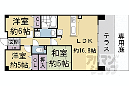 阪急京都本線 西京極駅 徒歩10分の賃貸マンション 1階3LDKの間取り